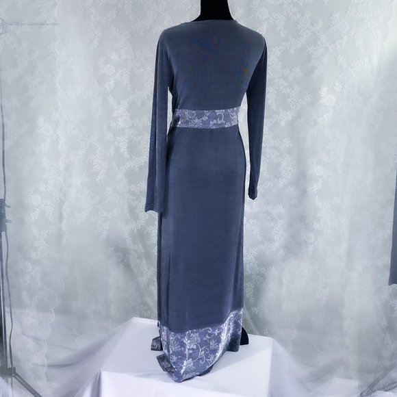 Gray Long Sleeve Lace Bodycon Dress Dressing Clio Waist Detail Stretch Gown S - Picture 10 of 13